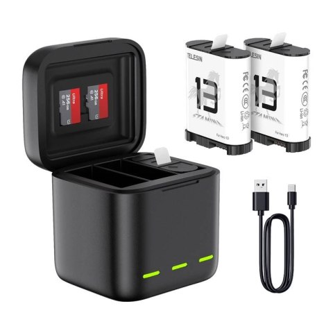 Trójkanałowa ładowarka akumulatorów do GoPro Hero 13 Black Telesin (S0-BCG-10-TGP) Trójkanałowa ładowarka akumulatorów do GoPro Hero 13 Black Telesin (S0-BCG-10-TGP)