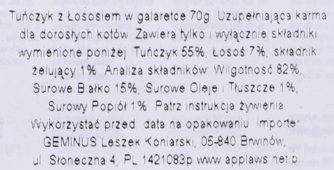 APPLAWS CAT Tuńczyk z Łososiem w galaretce - karma dla kota w saszetce - 70g APPLAWS CAT Tuńczyk z Łososiem w galaretce - karma dla kota w saszetce - 70g