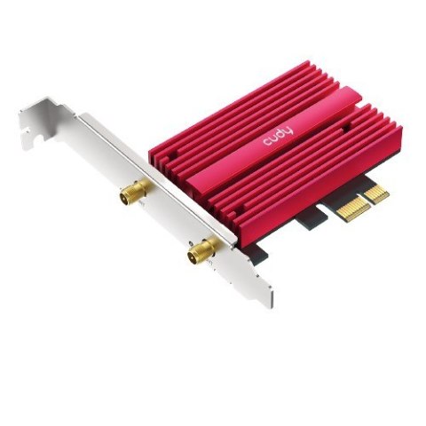 Karta sieciowa CUDY WE4000 AX5400 Wi-Fi 6/6E BT 5.2 Intel AX210NGW Radiator PCIe + Antena na kablu Karta sieciowa CUDY WE4000 AX5400 Wi-Fi 6/6E BT 5.2 Intel AX210NGW Radiator PCIe + Antena na kablu