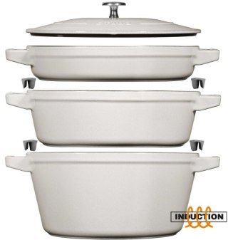 Zestaw 3 naczyń żeliwnych z pokrywką STAUB 40508-388-0 - biała trufla 24 cm