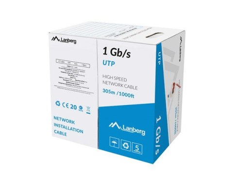 LANBERG KABEL UTP 1GB/S 305M DRUT CCA CZERWONY LANBERG KABEL UTP 1GB/S 305M DRUT CCA CZERWONY