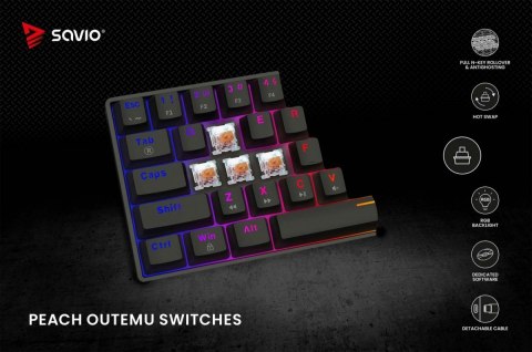 Klawiatura mechaniczna BLACKOUT X2 OUTEMU Peach Silent, Hot Swap