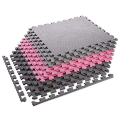 Mata puzzle Multipack One Fitness MP10 różowo-szare 9 elementów 10 mm