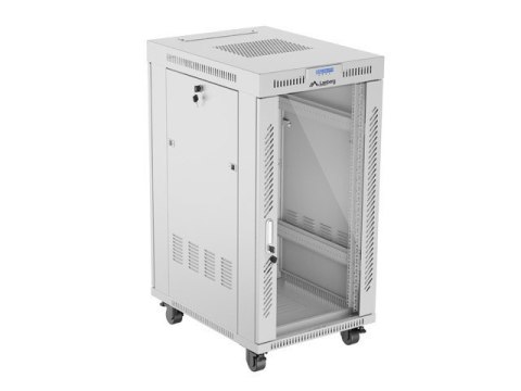LANBERG SZAFA RACK STOJĄCA 19" 22U 600X800 SZARA DRZWI SZKLANE LCD V2 (FLAT PACK)