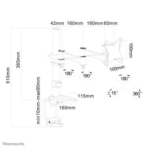 Neomounts FPMA-D1330SILVER uchwyt / stojak do monitorów 76,2 cm (30") Biurko Srebrny