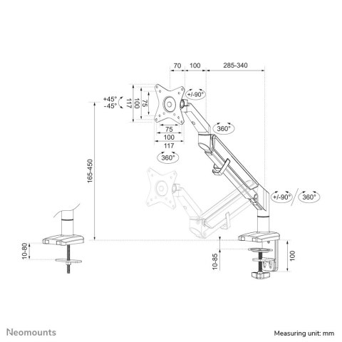 Neomounts DS70-810BL1 uchwyt / stojak do monitorów 81,3 cm (32") Biurko Czarny