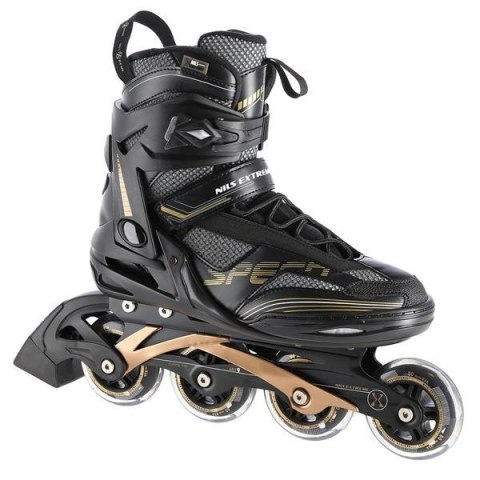 ŁYŻWOROLKI NILS EXTREME NA2150 CZARNO-ZŁOTE ROZM. 44