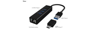 ICY BOX IB-HUB1419-LAN USB 3.2 Gen 1 (3.1 Gen 1) Type-A Czarny