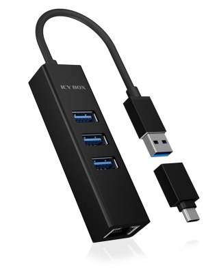 ICY BOX IB-HUB1419-LAN USB 3.2 Gen 1 (3.1 Gen 1) Type-A Czarny