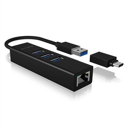 ICY BOX IB-HUB1419-LAN USB 3.2 Gen 1 (3.1 Gen 1) Type-A Czarny ICY BOX IB-HUB1419-LAN USB 3.2 Gen 1 (3.1 Gen 1) Type-A Czarny
