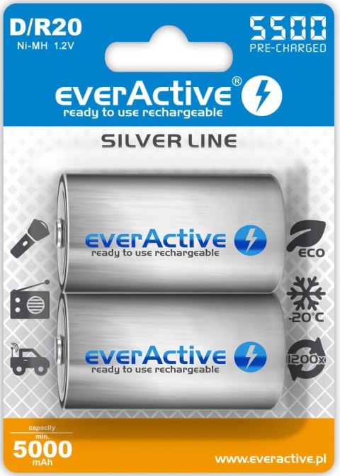 Zestaw akumulatorków everActive EVHRL20-5500 (5500mAh ; Ni-MH) Zestaw akumulatorków everActive EVHRL20-5500 (5500mAh ; Ni-MH)
