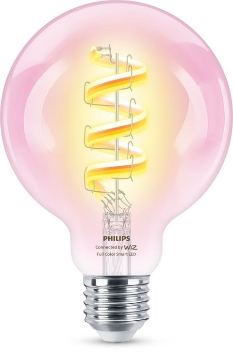 Philips Przezroczysta żarówka LED z widocznym spiralnym żarnikiem 40 W G95 E27 Philips Przezroczysta żarówka LED z widocznym spiralnym żarnikiem 40 W G95 E27