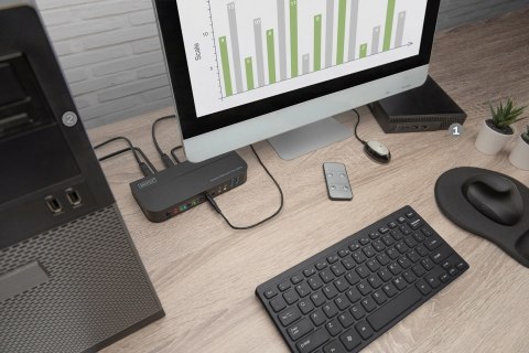 Digitus Przełącznik KVM, 2-portowy, 4K 60 Hz, 2 x DP in, 1 x DP/HDMI out