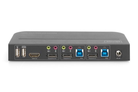 Digitus Przełącznik KVM, 2-portowy, 4K 60 Hz, 2 x DP in, 1 x DP/HDMI out