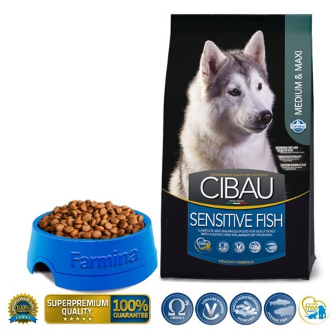 FARMINA Cibau Sensitive Fish Medium & Maxi - sucha karma dla psa - 12 kg FARMINA Cibau Sensitive Fish Medium & Maxi - sucha karma dla psa - 12 kg