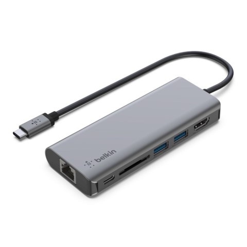 Hub Belkin Connect USB-C 6-in-1 Multiport Adapter 1x4k HDMI/2xUSB-A/1xUSB-C PD3.0/1xRJ45 Gigabit/1xCard reader Grey Hub Belkin Connect USB-C 6-in-1 Multiport Adapter 1x4k HDMI/2xUSB-A/1xUSB-C PD3.0/1xRJ45 Gigabit/1xCard reader Grey