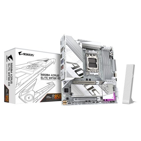 Płyta główna GIGA B850M AORUS ELITE WF6E ICE AM5 DDR5 µATX Płyta główna GIGA B850M AORUS ELITE WF6E ICE AM5 DDR5 µATX