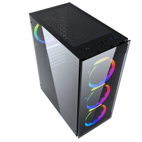 GEMBIRD OBUDOWA FORNAX 1500RGB MIDI-TOWER (2X USB 3.0, HD AUDIO, 4X FAN, PRZEZROCZYSTY PANEL BOCZNY) CZARNA GEMBIRD OBUDOWA FORNAX 1500RGB MIDI-TOWER (2X USB 3.0, HD AUDIO, 4X FAN, PRZEZROCZYSTY PANEL BOCZNY) CZARNA