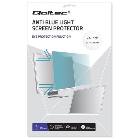 Filtr światła niebieskiego Qoltec 51076 24" 16:9 (Ochrona wzroku | Anti Glare | Matowy | na monitor) Filtr światła niebieskiego Qoltec 51076 24" 16:9 (Ochrona wzroku | Anti Glare | Matowy | na monitor)