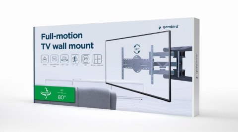 GEMBIRD UCHWYT ŚCIENNY REGULOWANY LCD 40"-80" VESA MAX 600 X 400MM, DO 50KG GEMBIRD UCHWYT ŚCIENNY REGULOWANY LCD 40"-80" VESA MAX 600 X 400MM, DO 50KG