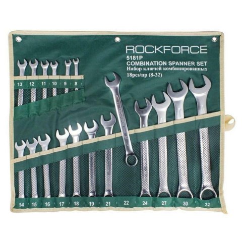 ROCKFORCE KLUCZ PŁASKO-OCZKOWY kpl.18el. (8-32mm) ROCKFORCE KLUCZ PŁASKO-OCZKOWY kpl.18el. (8-32mm)