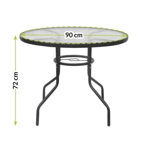 Stolik ogrodowy ze szklanym blatem JUPITER 90cm