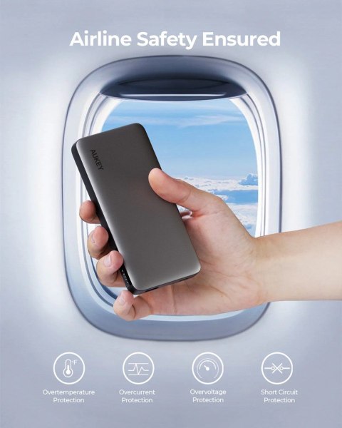 AUKEY POWERBANK 10 000 MAH, USB-C PD 30W, USB-A 22W, SZARY AUKEY POWERBANK 10 000 MAH, USB-C PD 30W, USB-A 22W, SZARY