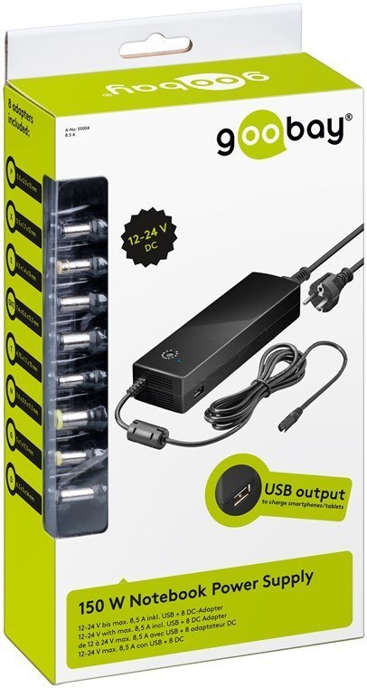 Zasilacz do Laptopa Goobay 150 W, 8.5 A, 24 V (55004) Zasilacz do Laptopa Goobay 150 W, 8.5 A, 24 V (55004)