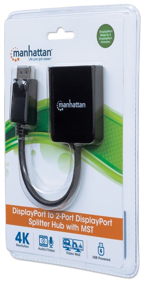 MANHATTAN ROZDZIELACZ AV SPLITTER DISPLAYPORT 1X2 MANHATTAN ROZDZIELACZ AV SPLITTER DISPLAYPORT 1X2