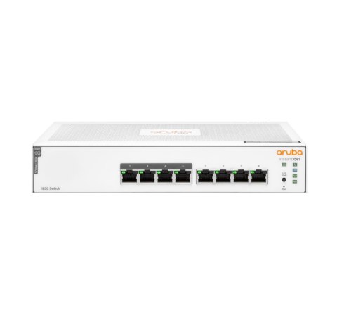 Aruba Instant On 1830 8G 4p Class4 PoE 65W Zarządzany L2 Gigabit Ethernet (10/100/1000) Obsługa PoE 1U Aruba Instant On 1830 8G 4p Class4 PoE 65W Zarządzany L2 Gigabit Ethernet (10/100/1000) Obsługa PoE 1U