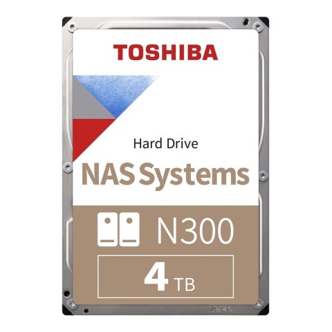 Dysk Toshiba 8,9 cm (3,5") 4 TB SATA3 NAS N300 7200 obr./min wewnętrzny luzem Dysk Toshiba 8,9 cm (3,5") 4 TB SATA3 NAS N300 7200 obr./min wewnętrzny luzem