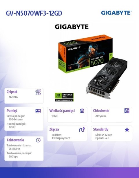Karta graficzna RTX 5070 WINDFORCE SFF 12G 192BIT GDDR7 3DP/HDM