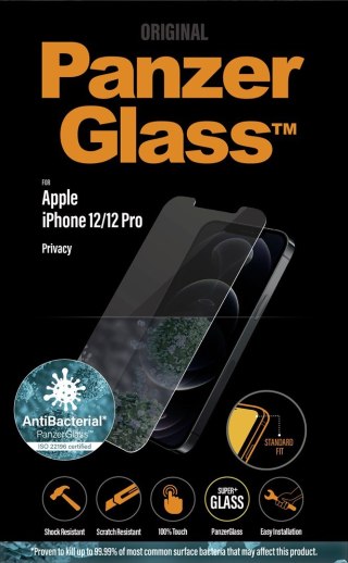 PANZERGLASS SZKŁO HARTOWANE IPHONE 12/12 PRO ANTYBAKTERYJNE FILTR PRV P2708