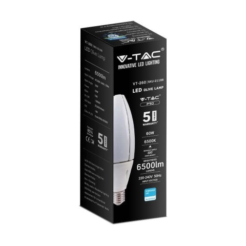 Żarówka LED V-TAC VT-260 SKU 21187 SAMSUNG CHIP 60W E40 4000K 6500lm Biały Żarówka LED V-TAC VT-260 SKU 21187 SAMSUNG CHIP 60W E40 4000K 6500lm Biały