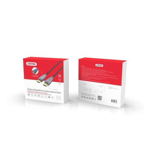 UNITEK KABEL OPTYCZNY DISPLAYPORT 1.4, Active Optical Cable, 8K, 5M UNITEK KABEL OPTYCZNY DISPLAYPORT 1.4, Active Optical Cable, 8K, 5M
