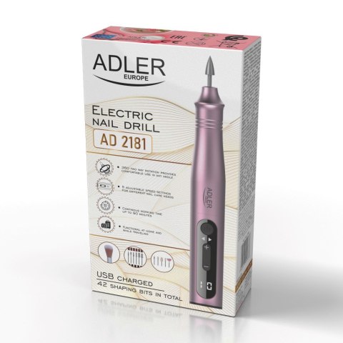 Adler AD 2181 Frezarka do paznokci - zestaw 11 w 1 Różowa