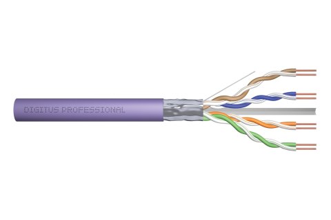 Digitus Kabel instalacyjny kat.6, F/UTP, Dca, AWG 23/1, LSOH, 100m, fioletowy, karton Digitus Kabel instalacyjny kat.6, F/UTP, Dca, AWG 23/1, LSOH, 100m, fioletowy, karton