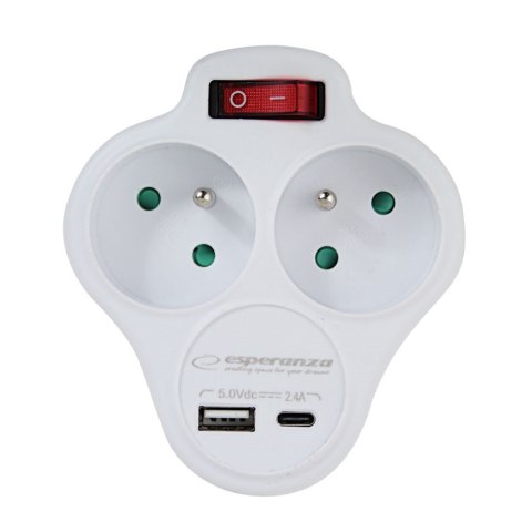 ESPERANZA ROZGAŁĘŹNIK ELEKTRYCZNY 2 GN. USB-C USB-A WŁ. BIAŁY ELK311W ESPERANZA ROZGAŁĘŹNIK ELEKTRYCZNY 2 GN. USB-C USB-A WŁ. BIAŁY ELK311W