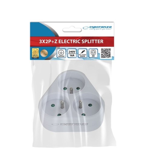 ESPERANZA ROZGAŁĘŹNIK ELEKTRYCZNY 3 GNIAZDA BIAŁY ELK303W