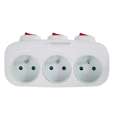 ESPERANZA ROZGAŁĘŹNIK ELEKTRYCZNY 3 GNIAZDA Z WYŁĄCZNIKAMI BIAŁY ELK307W