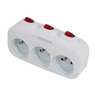 ESPERANZA ROZGAŁĘŹNIK ELEKTRYCZNY 3 GNIAZDA Z WYŁĄCZNIKAMI BIAŁY ELK307W