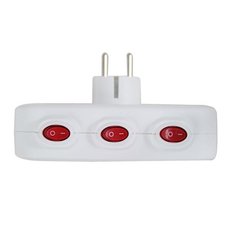 ESPERANZA ROZGAŁĘŹNIK ELEKTRYCZNY 3 GNIAZDA Z WYŁĄCZNIKAMI BIAŁY ELK307W