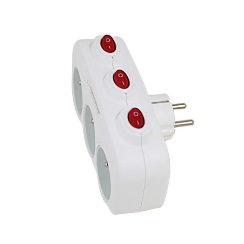 ESPERANZA ROZGAŁĘŹNIK ELEKTRYCZNY 3 GNIAZDA Z WYŁĄCZNIKAMI BIAŁY ELK307W