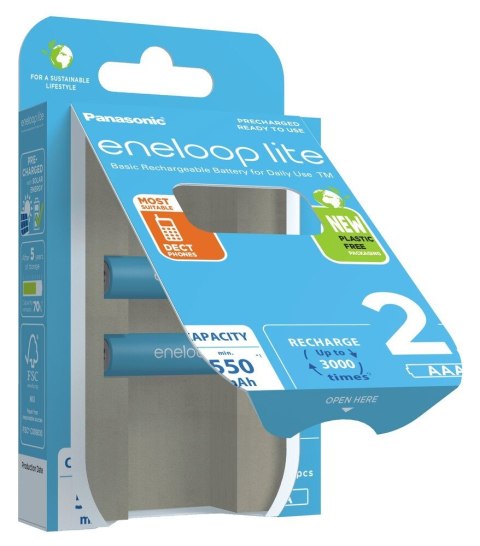 PANASONIC ENELOOP LITE AAA 550mAh 2 szt PANASONIC ENELOOP LITE AAA 550mAh 2 szt