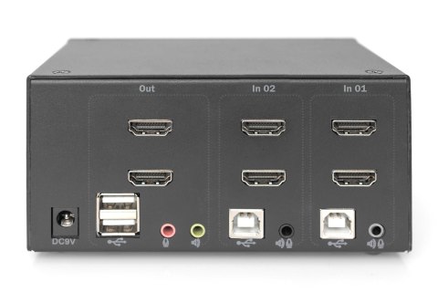 Digitus Przełącznik KVM, 2-portowy, podwójny wyświetlacz, 4K, HDMI®