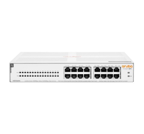 Aruba Instant On 1430 16G Class4 PoE 124W Nie zarządzany L2 Gigabit Ethernet (10/100/1000) Obsługa PoE 1U Biały Aruba Instant On 1430 16G Class4 PoE 124W Nie zarządzany L2 Gigabit Ethernet (10/100/1000) Obsługa PoE 1U Biały