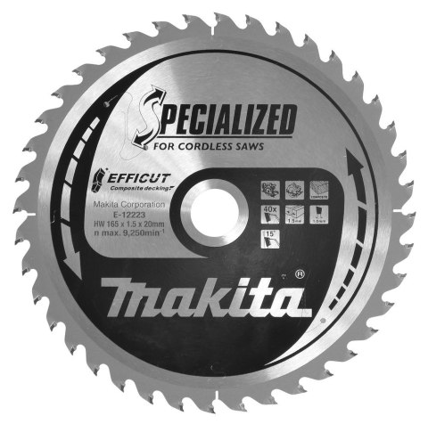 Makita E-12223 ostrze do piły tarczowej 16,5 cm 1 szt. Makita E-12223 ostrze do piły tarczowej 16,5 cm 1 szt.