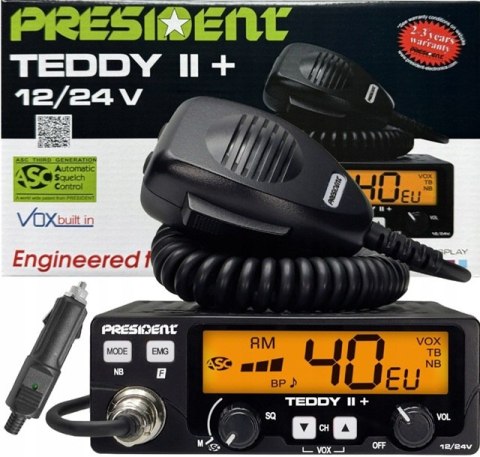CB Radio PRESIDENT Teddy II+ 12/24V + ASC 7 kolorów AM/FM CB Radio PRESIDENT Teddy II+ 12/24V + ASC 7 kolorów AM/FM