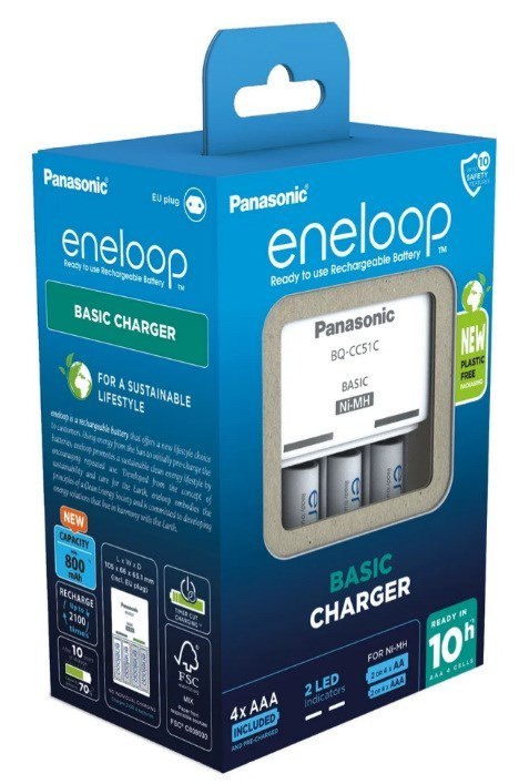 ŁADOWARKA PANASONIC BASIC + 4x AAA ENELOOP 800 mAh ŁADOWARKA PANASONIC BASIC + 4x AAA ENELOOP 800 mAh