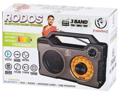 Rebeltec RODOS Przenośny głośnik Bluetooth Radio FM 10W RMS Rebeltec RODOS Przenośny głośnik Bluetooth Radio FM 10W RMS